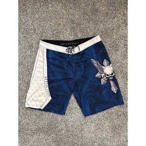 Affliction Board Shorts Swim Trunks Mens Size 42 Skull Cross Graphic Swag Beach